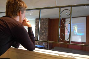 Maura at Inner Light watching Obama get sworn in