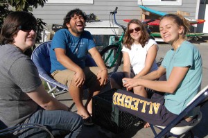 Playin cards in the yard with kayla instead of doing work