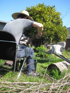 Sean breaking kindling
